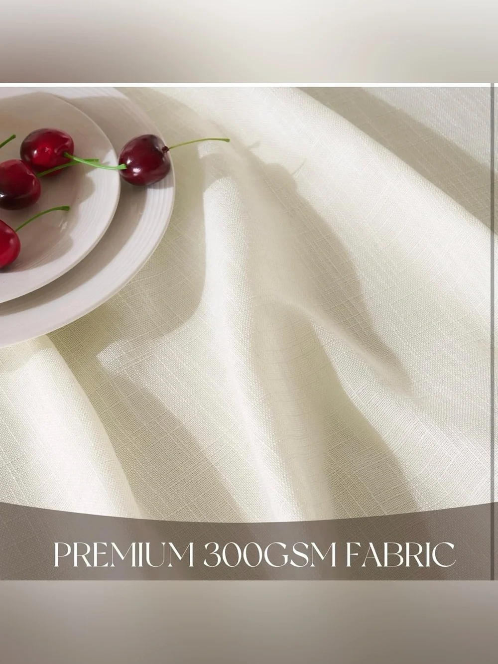 Linen Rectangle Tablecloth, 60x120 Inch Cream White Water Resistant